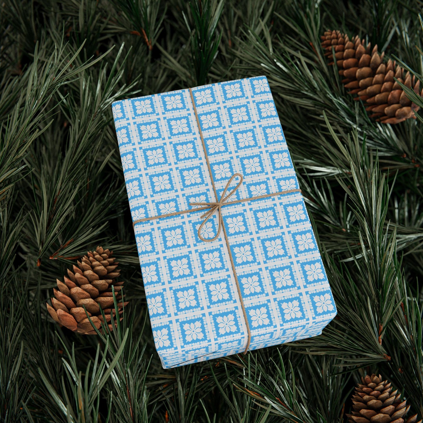 Wrapping Paper- Hawaiian Quilt- Blue