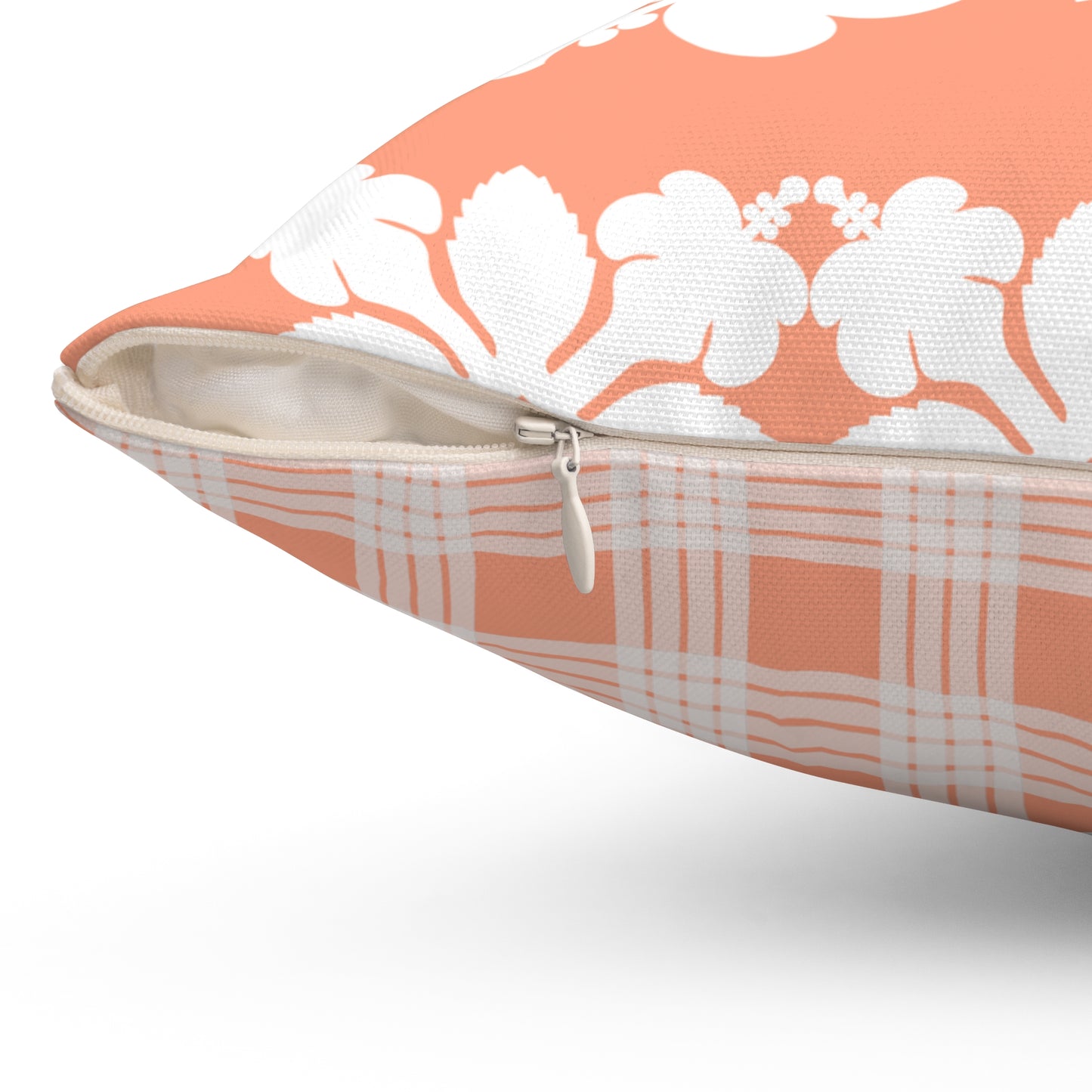 Hawaiian Quilt Hibiscus Palaka Double Sided Pillow- Orange