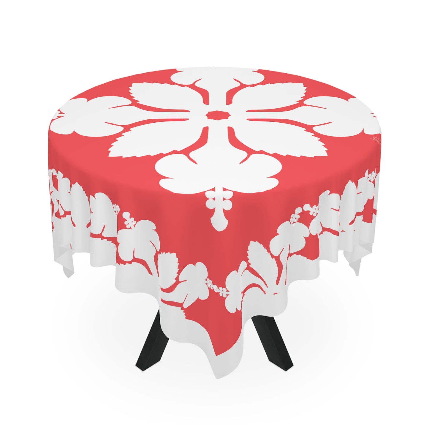 Square Tablecloth- Hawaiian Quilt Hibiscus Magenta