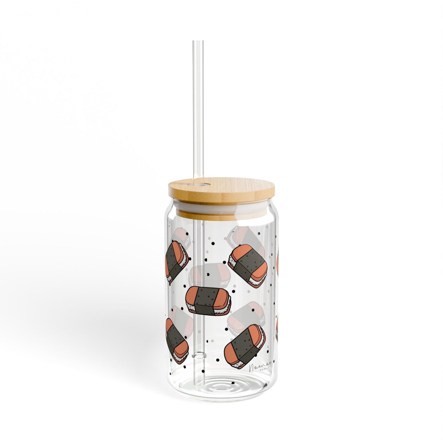 Glass Tumbler with Lid and Straw, 16oz- Musubis