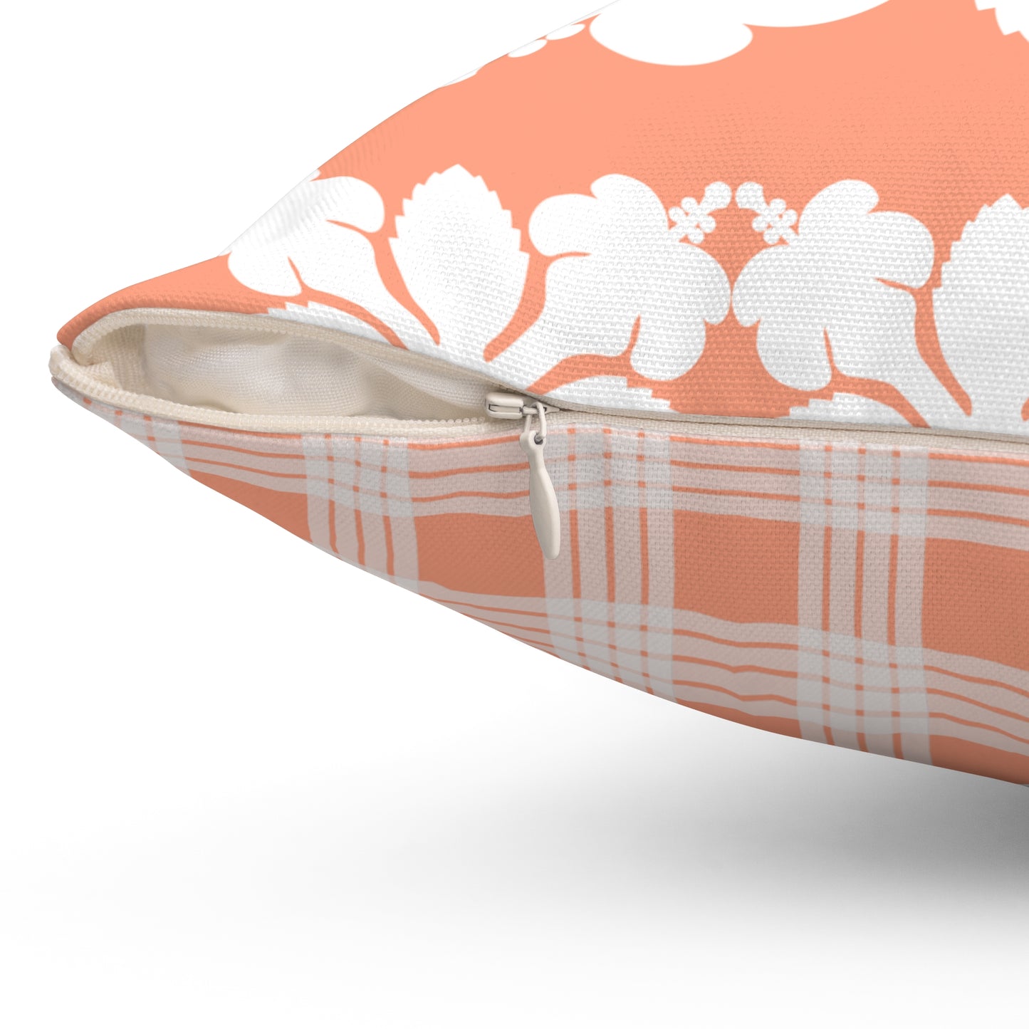 Hawaiian Quilt Hibiscus Palaka Double Sided Pillow- Orange