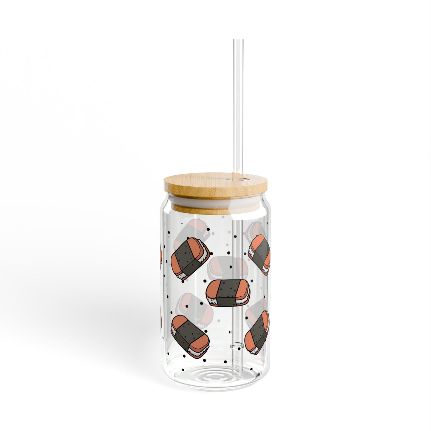 Glass Tumbler with Lid and Straw, 16oz- Musubis