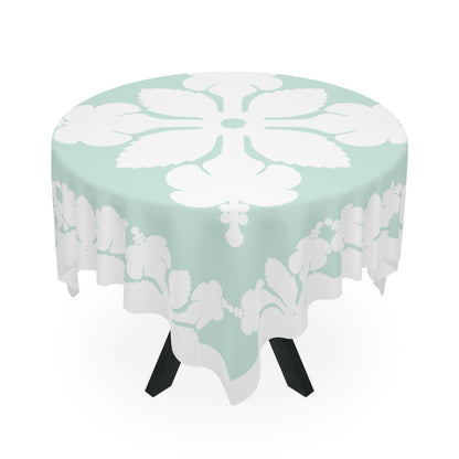 Square Tablecloth- Hawaiian Quilt Hibiscus Mint