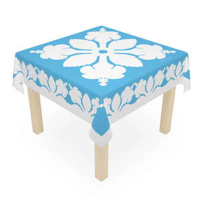 Square Tablecloth- Hawaiian Quilt Hibiscus Bright Blue