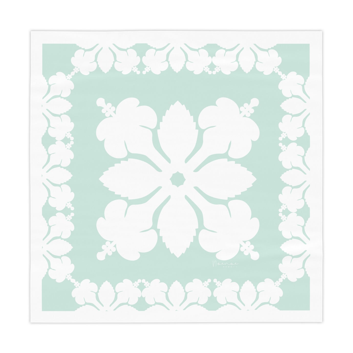 Square Tablecloth- Hawaiian Quilt Hibiscus Mint