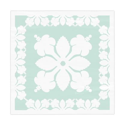 Square Tablecloth- Hawaiian Quilt Hibiscus Mint