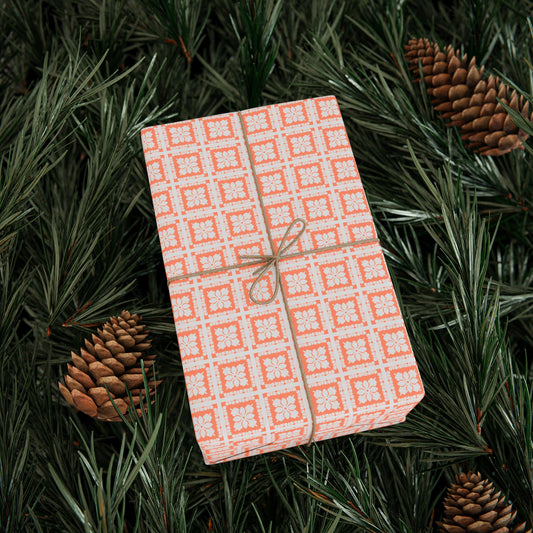 Wrapping Paper- Hawaiian Quilt- Orange