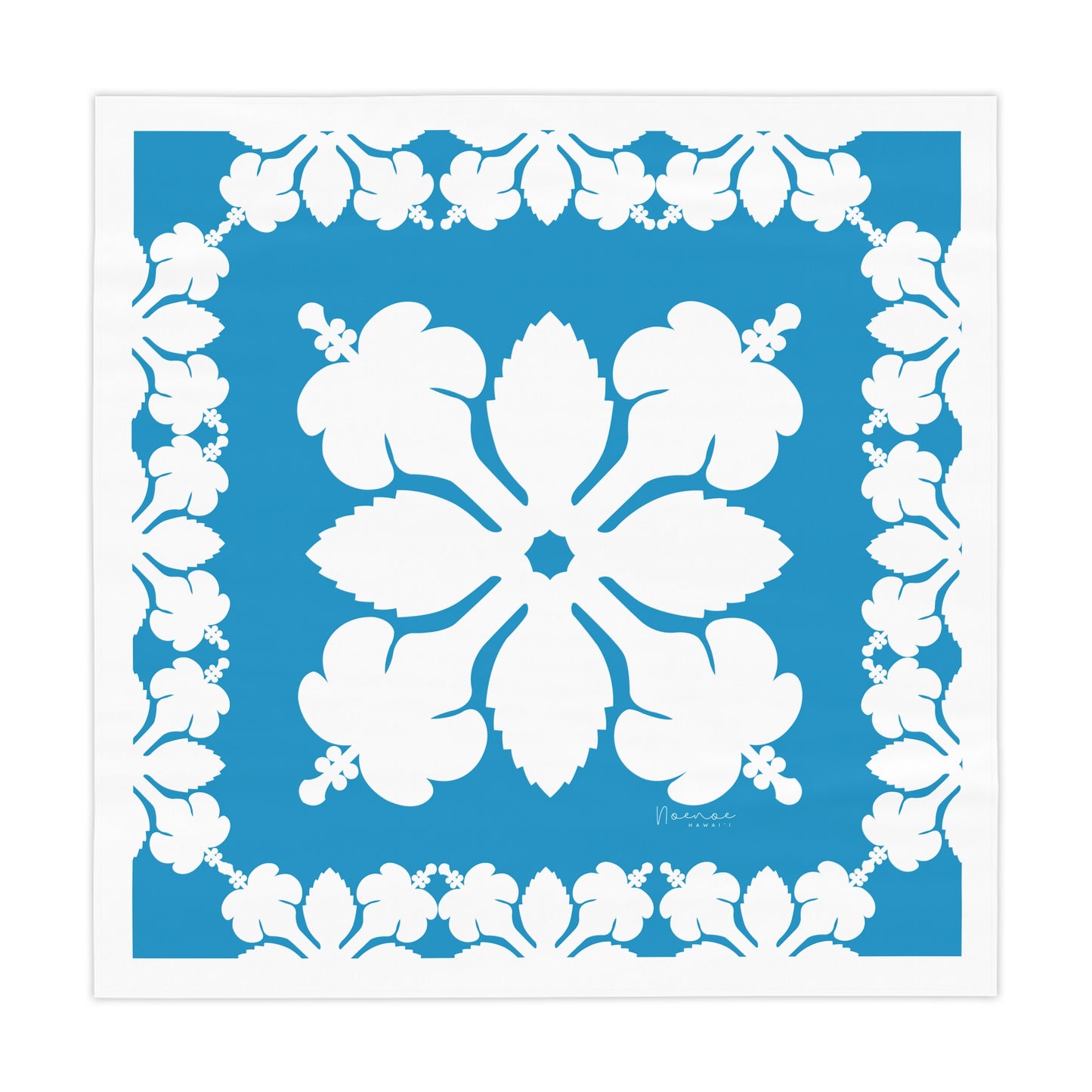 Square Tablecloth- Hawaiian Quilt Hibiscus Blue