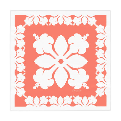Square Tablecloth- Hawaiian Quilt Hibiscus Orange