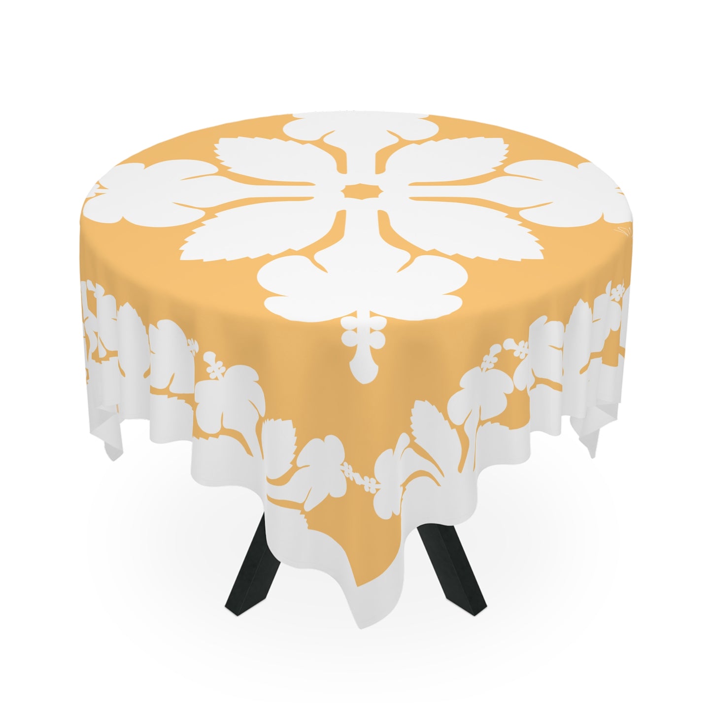 Square Tablecloth- Hawaiian Quilt Hibiscus Yellow