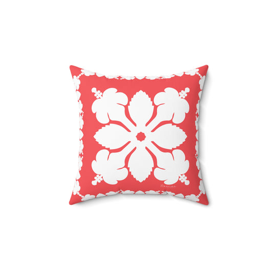 Hawaiian Quilt Hibiscus Palaka Double Sided Pillow- Magenta