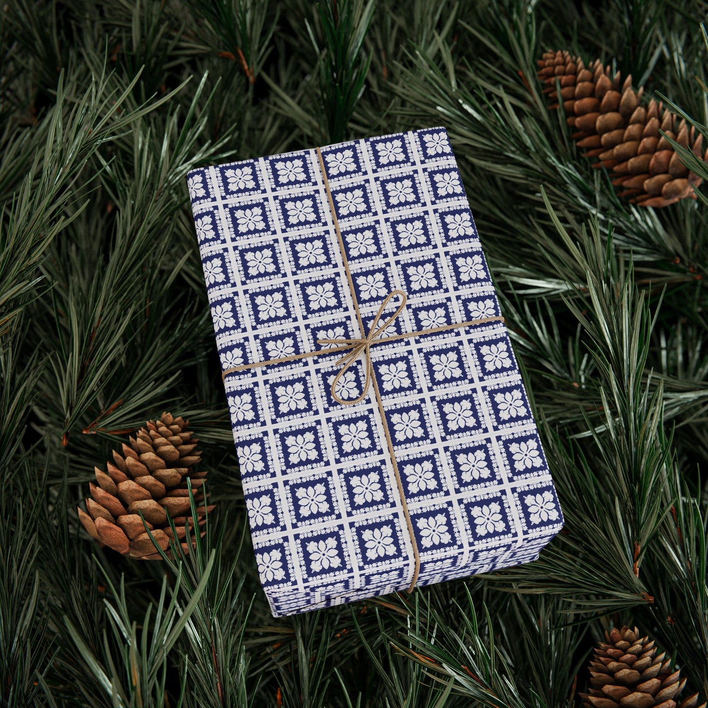 Wrapping Paper- Hawaiian Quilt- Navy