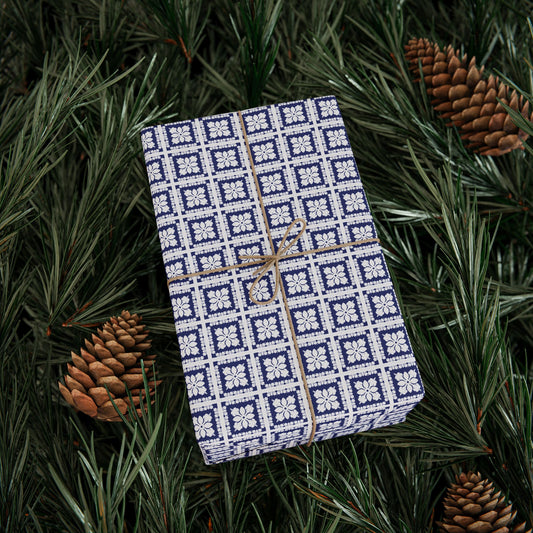 Wrapping Paper- Hawaiian Quilt- Navy