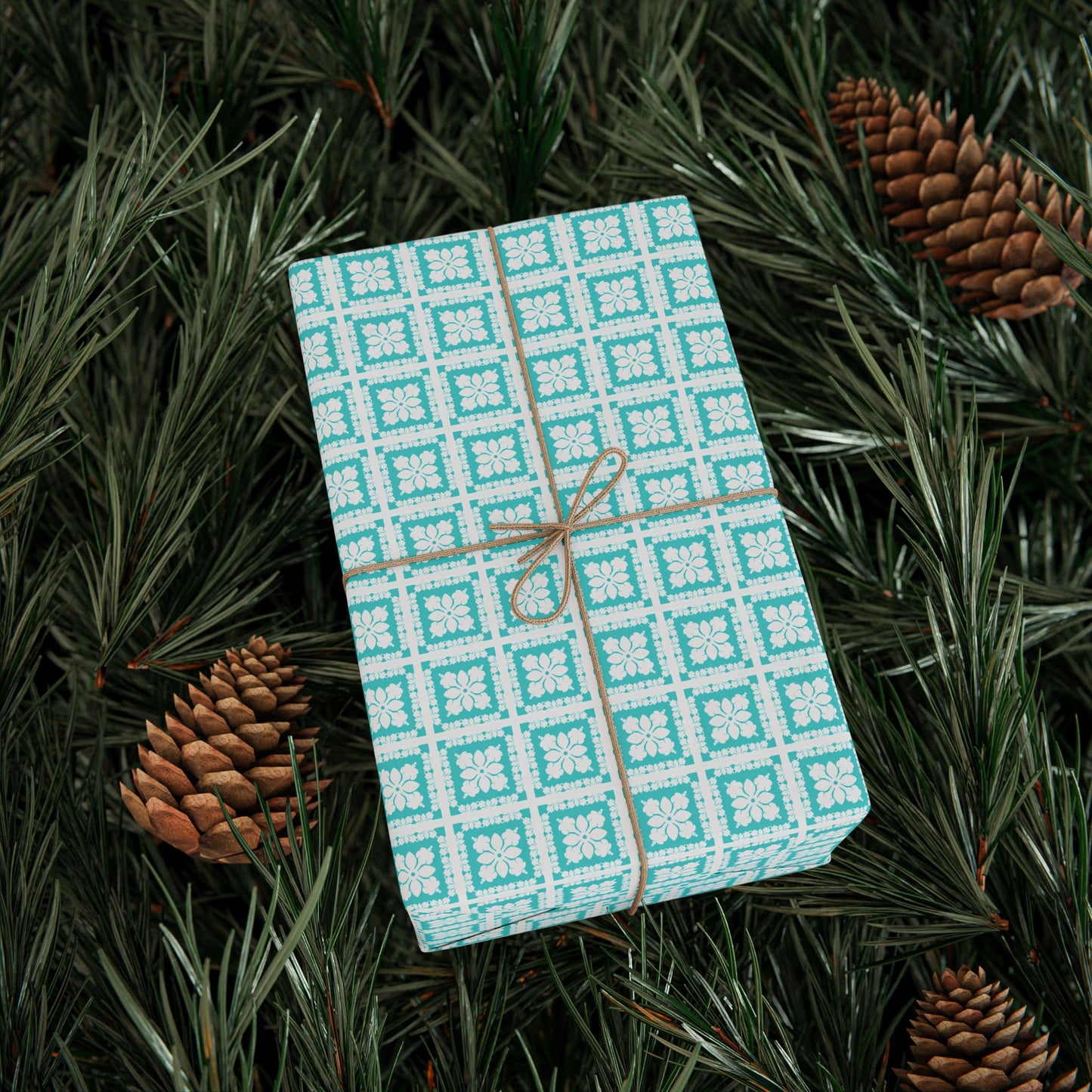 Wrapping Paper- Hawaiian Quilt- Teal