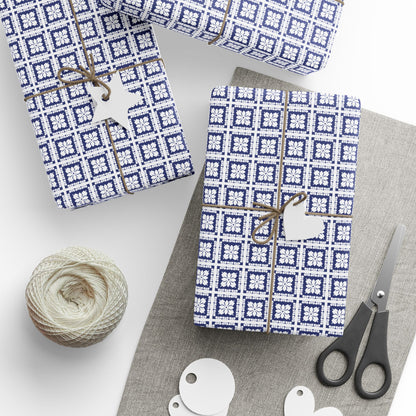Wrapping Paper- Hawaiian Quilt- Navy
