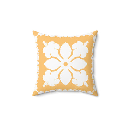 Hawaiian Quilt Hibiscus Palaka Double Sided Pillow- Yellow