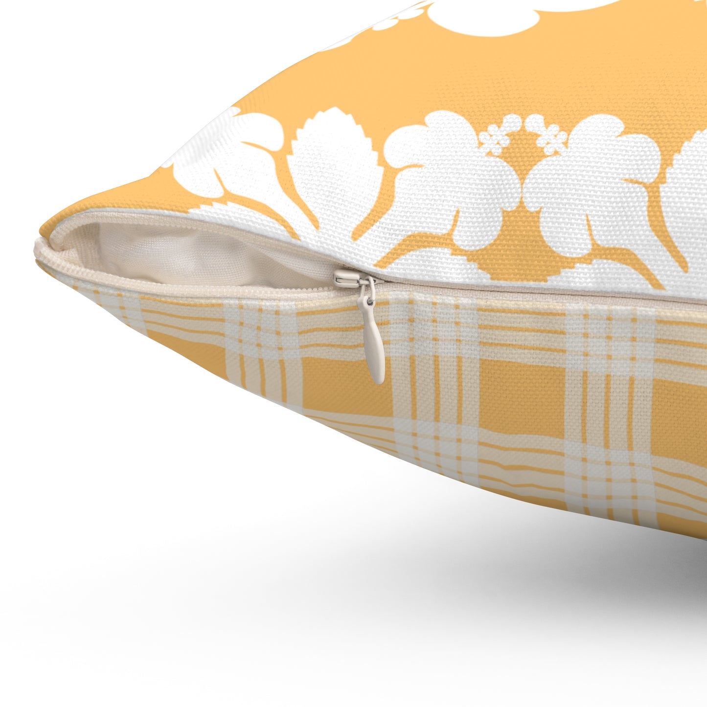 Hawaiian Quilt Hibiscus Palaka Double Sided Pillow- Yellow