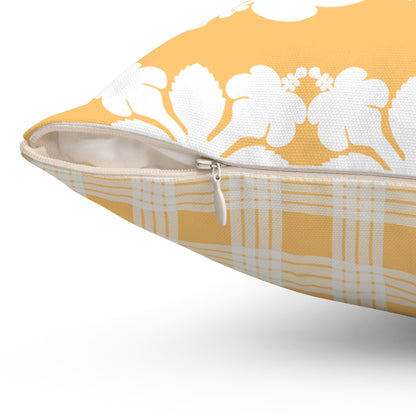 Hawaiian Quilt Hibiscus Palaka Double Sided Pillow- Yellow