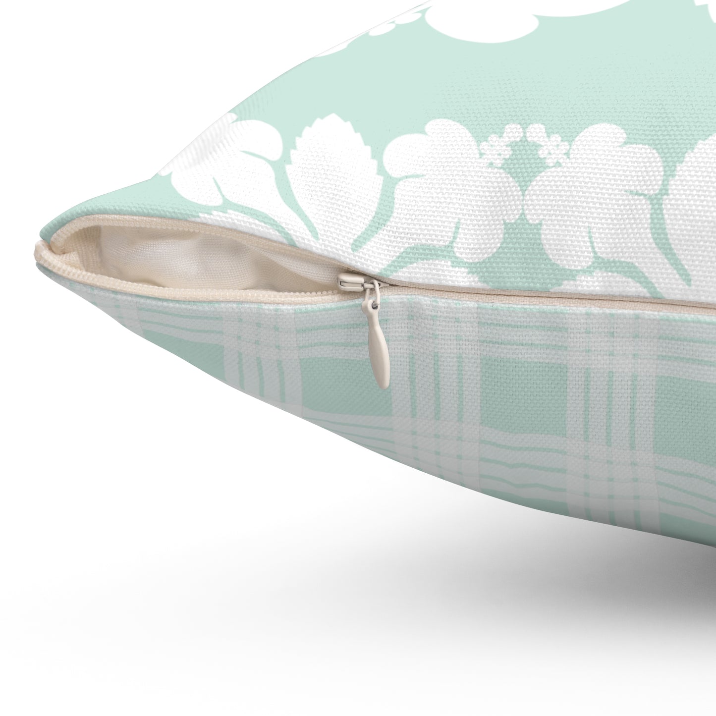 Hawaiian Quilt Hibiscus Palaka Double Sided Pillow- Mint