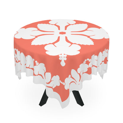 Square Tablecloth- Hawaiian Quilt Hibiscus Orange
