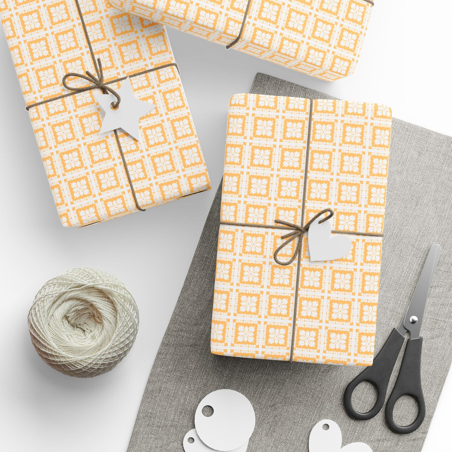 Wrapping Paper- Hawaiian Quilt- Yellow