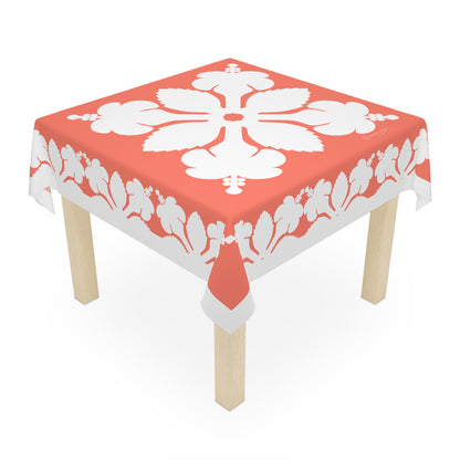 Square Tablecloth- Hawaiian Quilt Hibiscus Orange