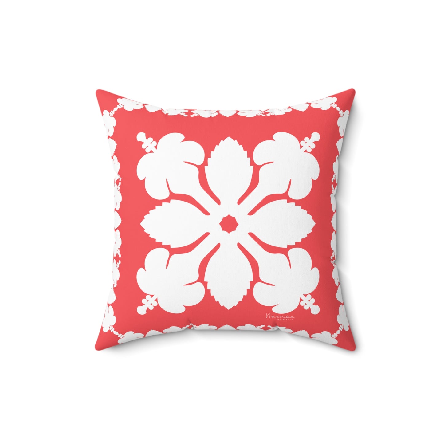 Hawaiian Quilt Hibiscus Palaka Double Sided Pillow- Magenta