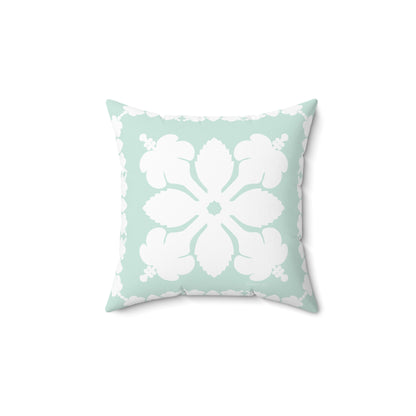 Hawaiian Quilt Hibiscus Palaka Double Sided Pillow- Mint
