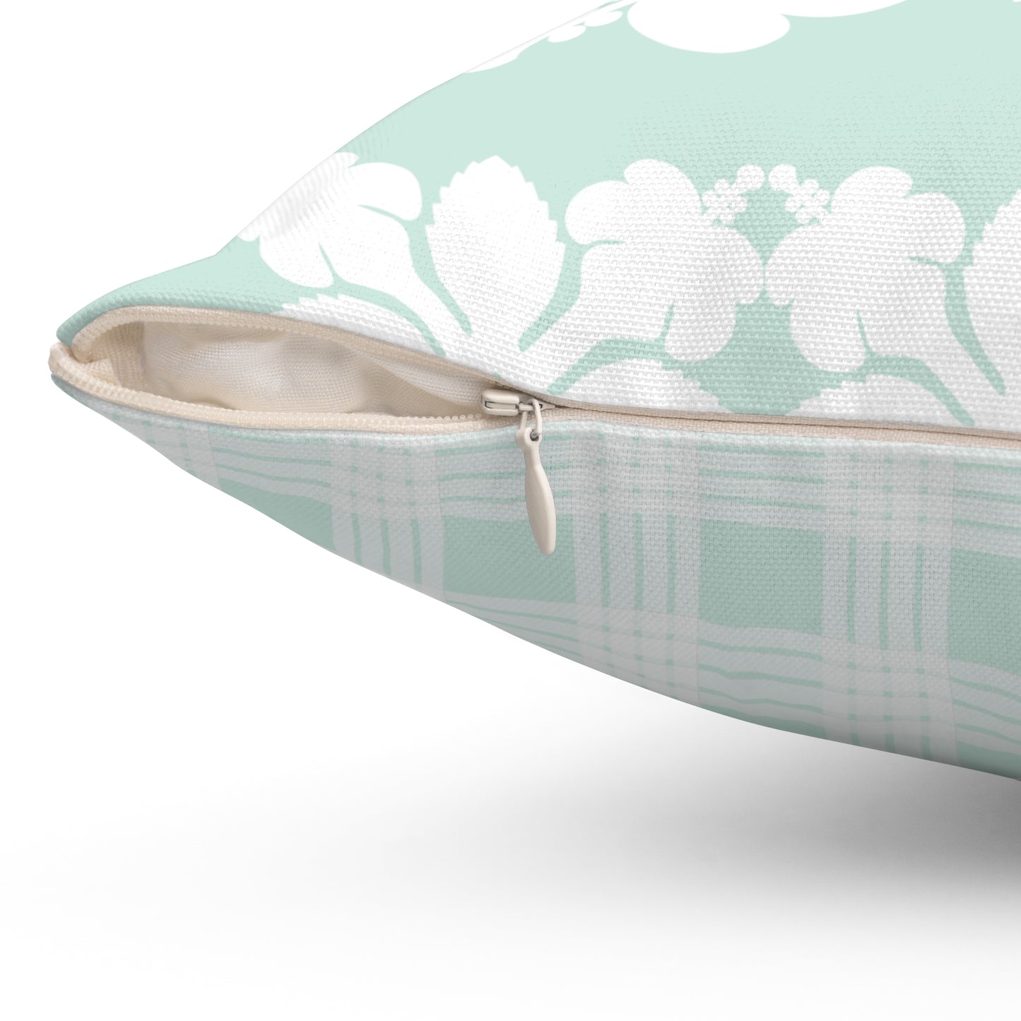 Hawaiian Quilt Hibiscus Palaka Double Sided Pillow- Mint