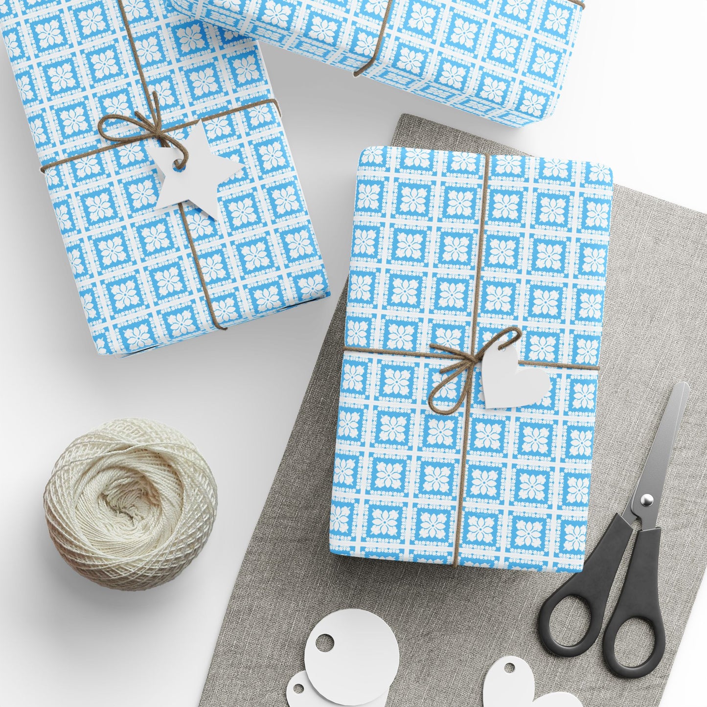 Wrapping Paper- Hawaiian Quilt- Blue