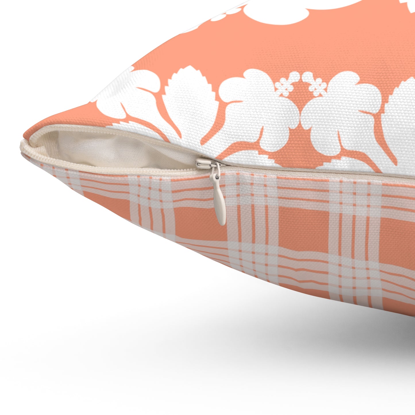 Hawaiian Quilt Hibiscus Palaka Double Sided Pillow- Orange