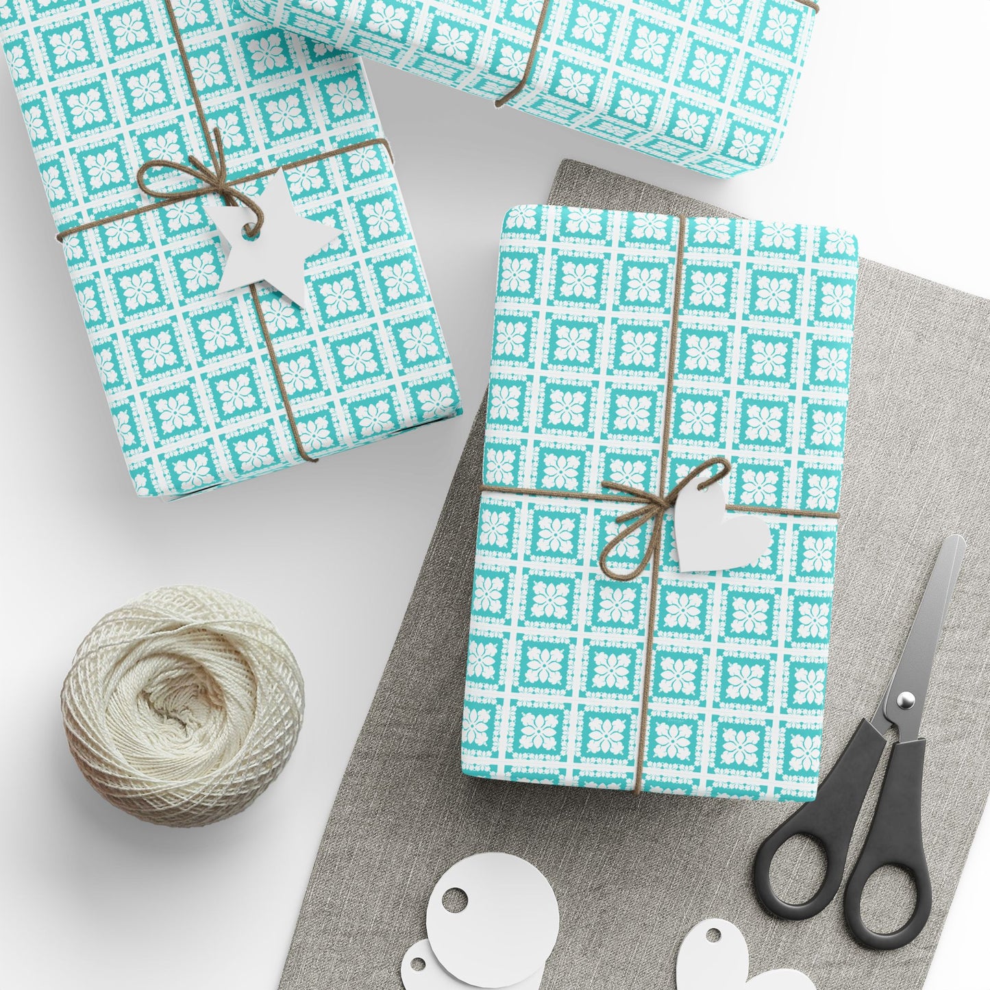 Wrapping Paper- Hawaiian Quilt- Teal