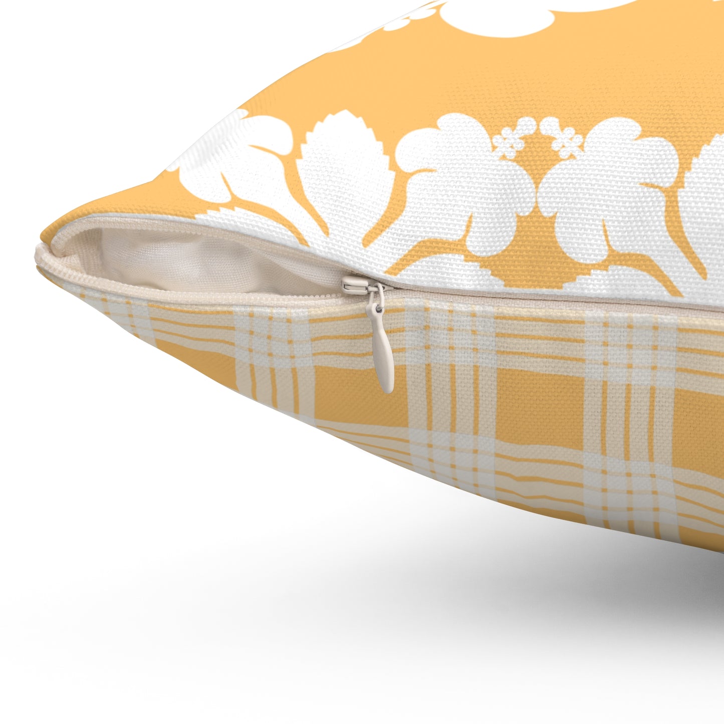 Hawaiian Quilt Hibiscus Palaka Double Sided Pillow- Yellow