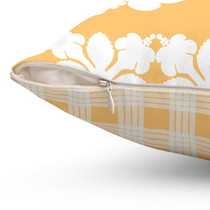 Hawaiian Quilt Hibiscus Palaka Double Sided Pillow- Yellow