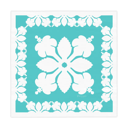 Square Tablecloth- Hawaiian Quilt Hibiscus Teal