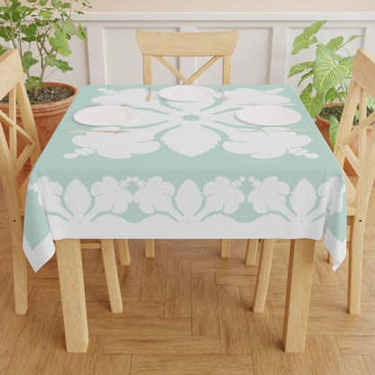 Square Tablecloth- Hawaiian Quilt Hibiscus Mint