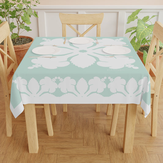 Square Tablecloth- Hawaiian Quilt Hibiscus Mint