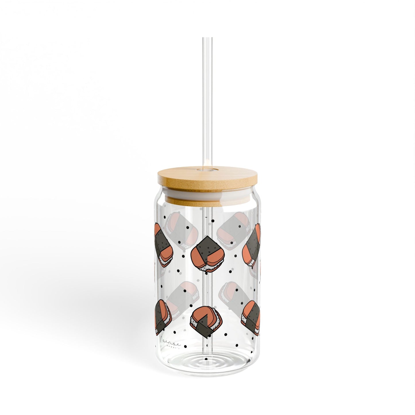 Glass Tumbler with Lid and Straw, 16oz- Musubis